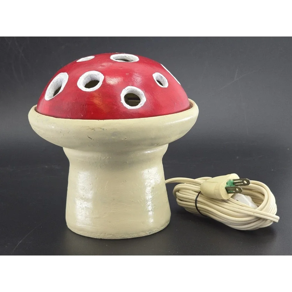 Vtg Toadstool Mushroom Table Lamp – Cozy Cottage Core Handmade Signed Artist